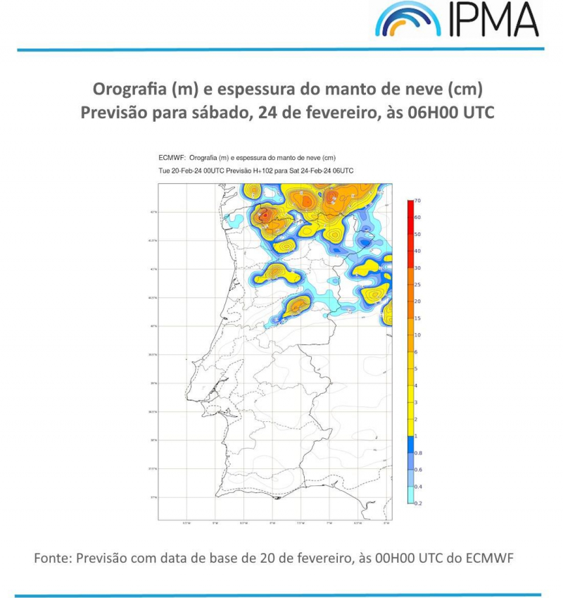 Previsão de neve para Trás-os-Montes de quinta para sexta